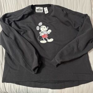 black mickey high low pullover sweater